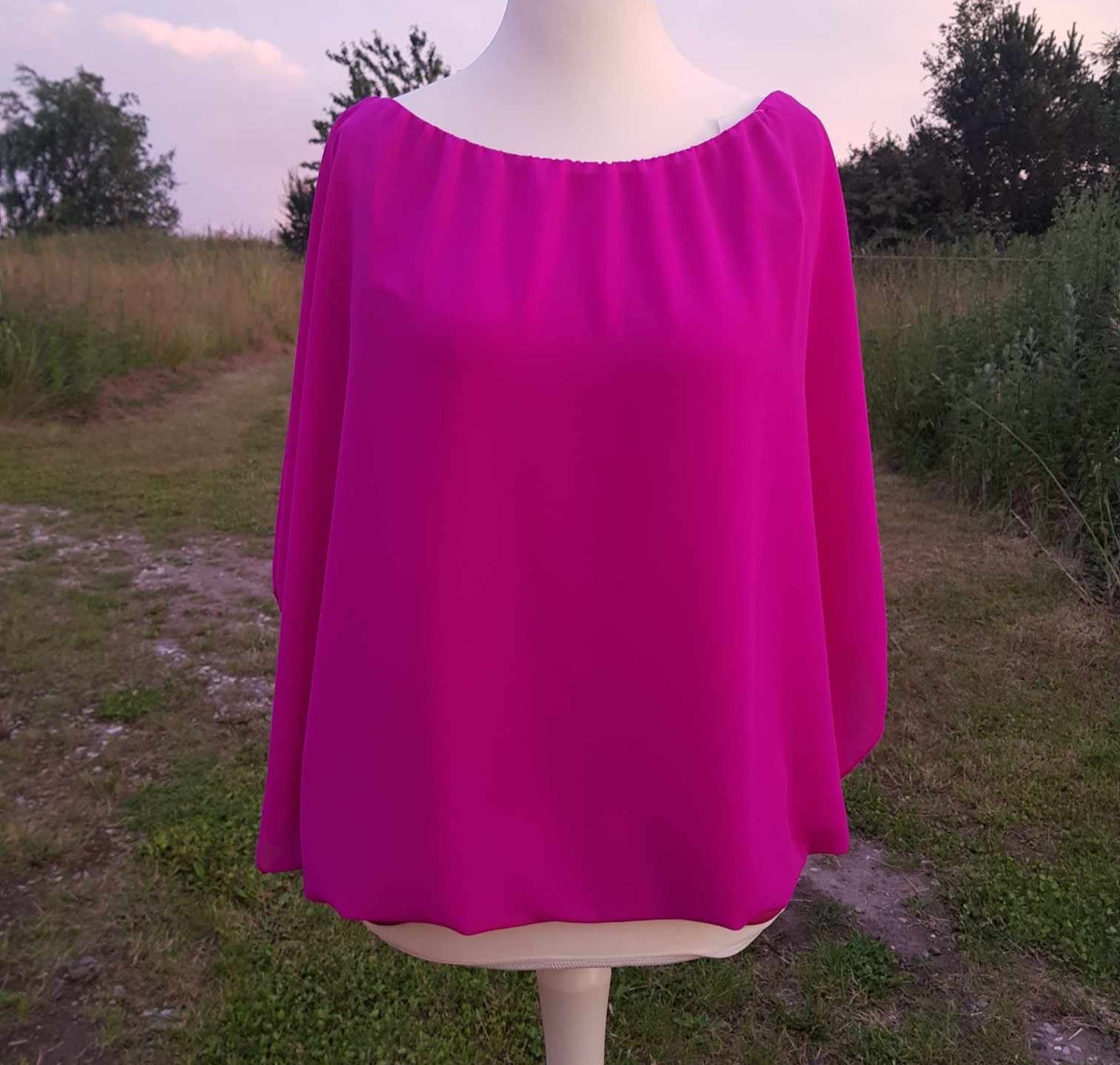BY ANGELE Magenta SELMABA Bluse med chiffon