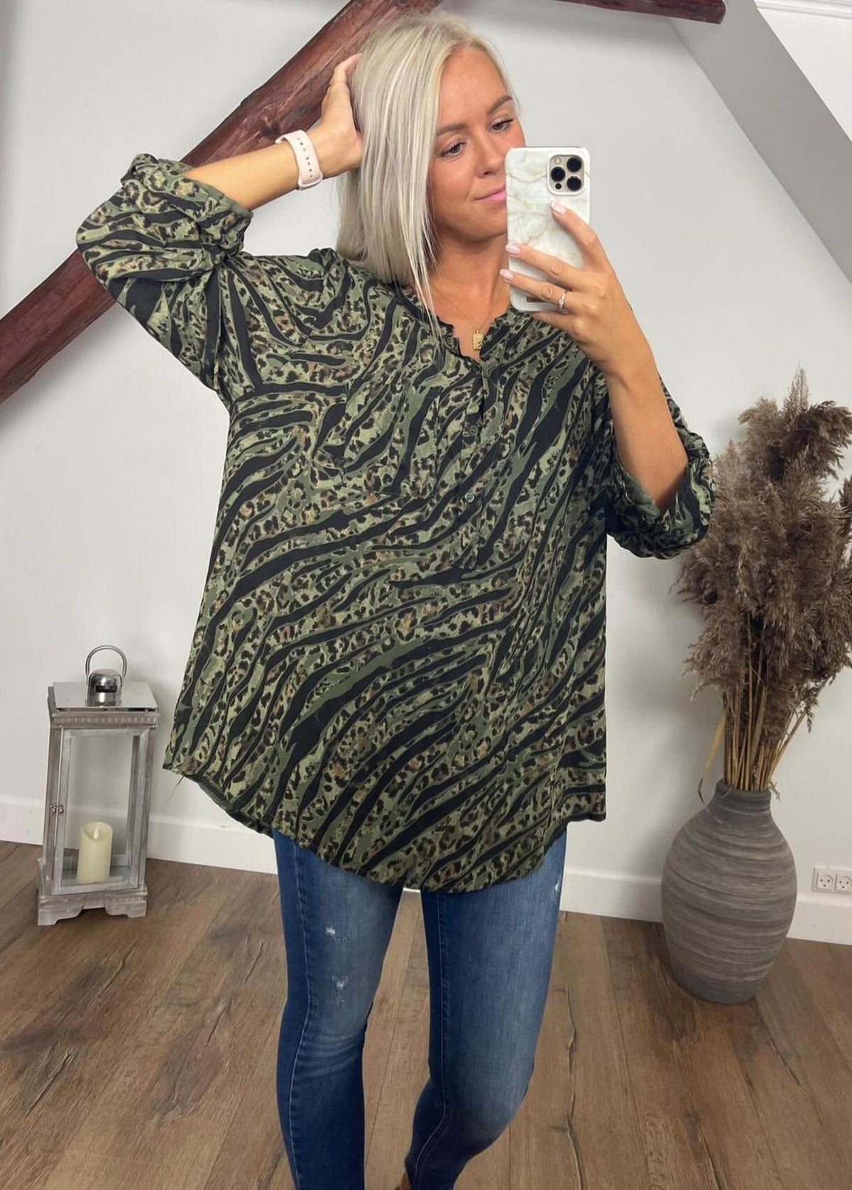 BY ANGELE Khaki CALINABA Bluse