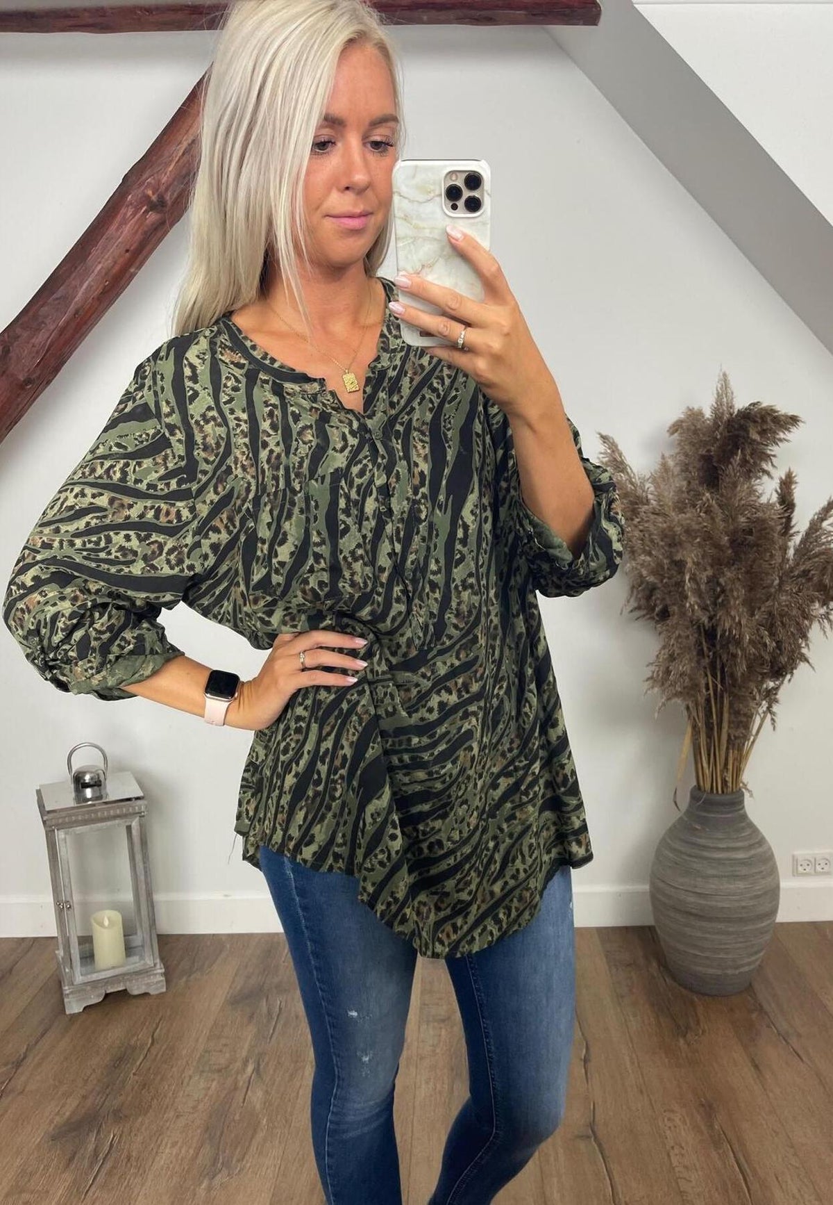 BY ANGELE Khaki CALINABA Bluse