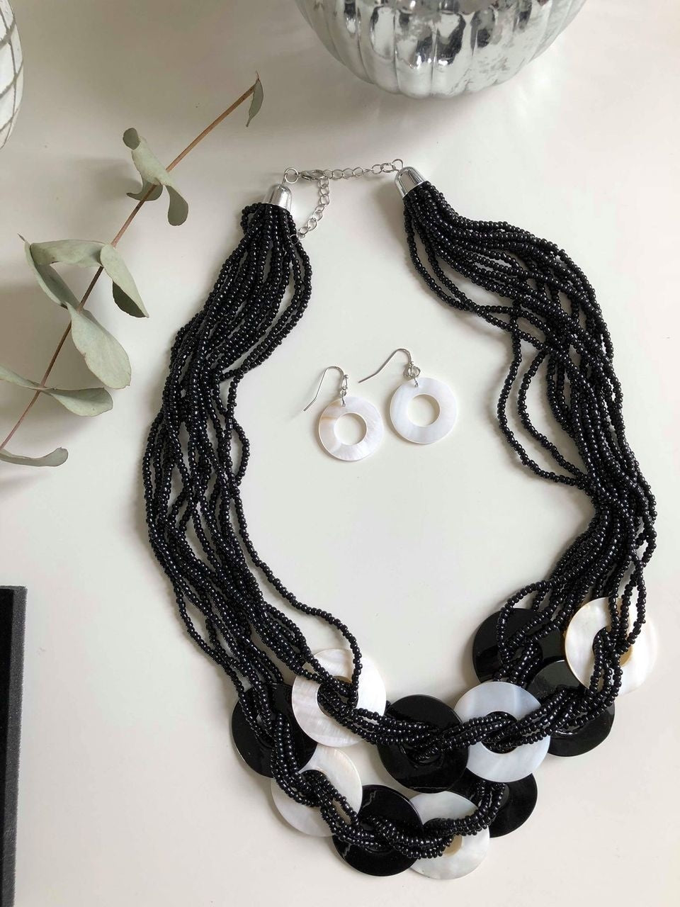 Halsband örhängen set pärlor med hänge