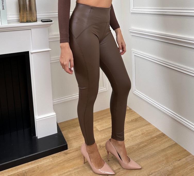 BY ANGELE Dark Brown BELLISBA Læderlook Leggings