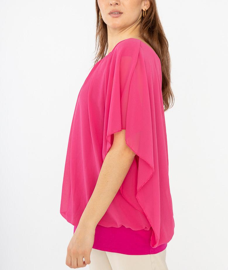 BY ANGELE Magenta SELMAPLUSBA Bluse med chiffon