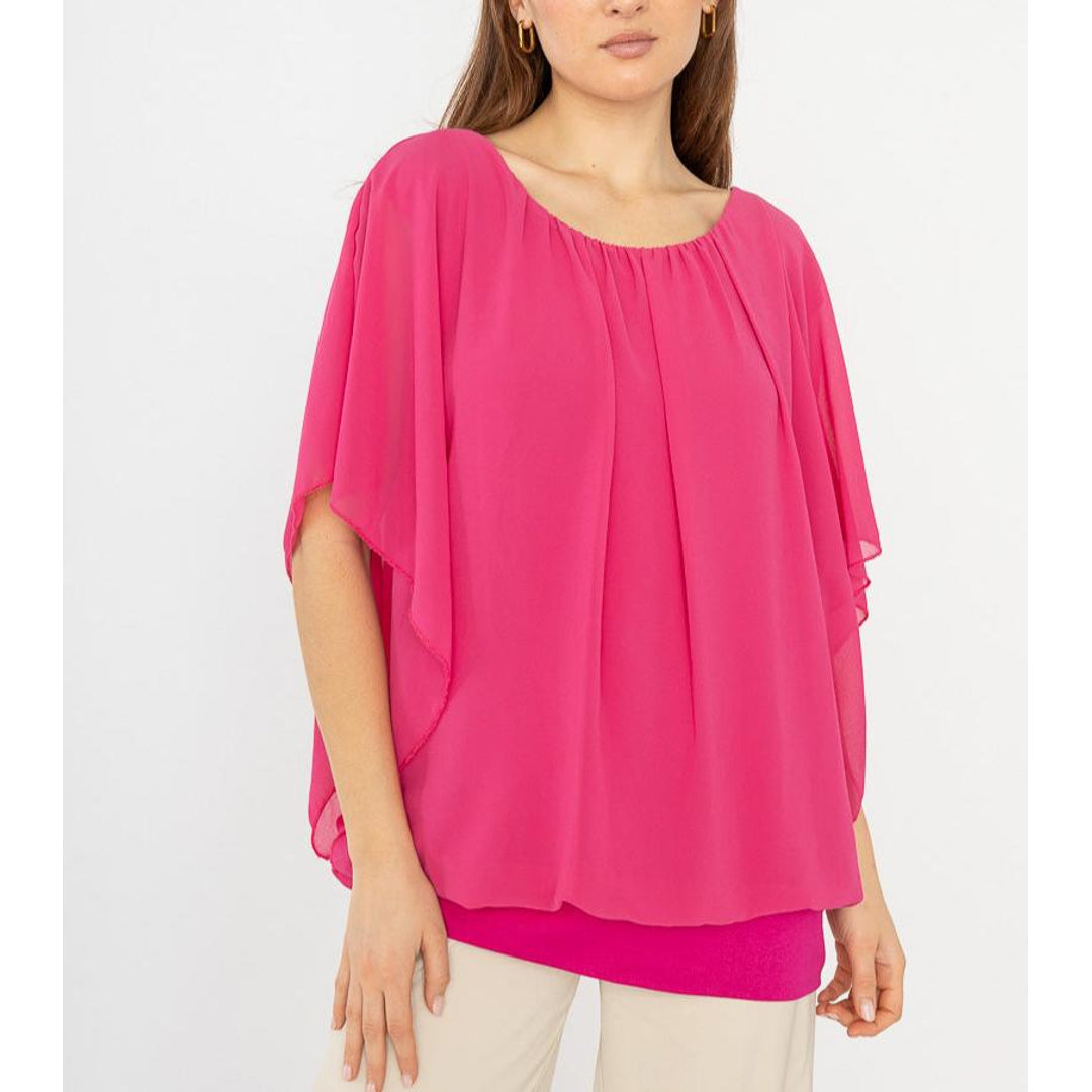 BY ANGELE Magenta SELMAPLUSBA Bluse med chiffon