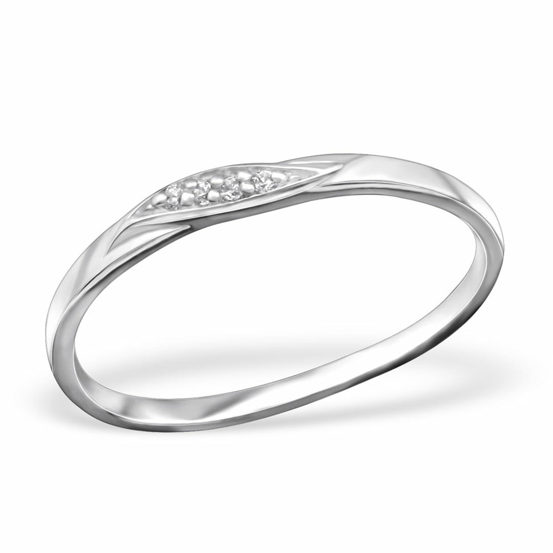 Ring Sterling Silver 925 bånd med Cubic Zirconia sten