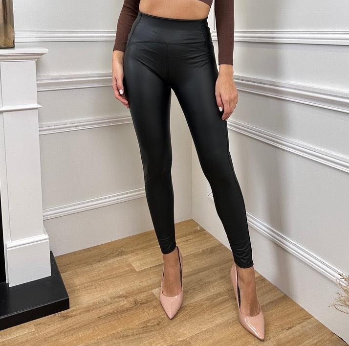 BY ANGELE Sorte BELLISBA Læderlook Leggings