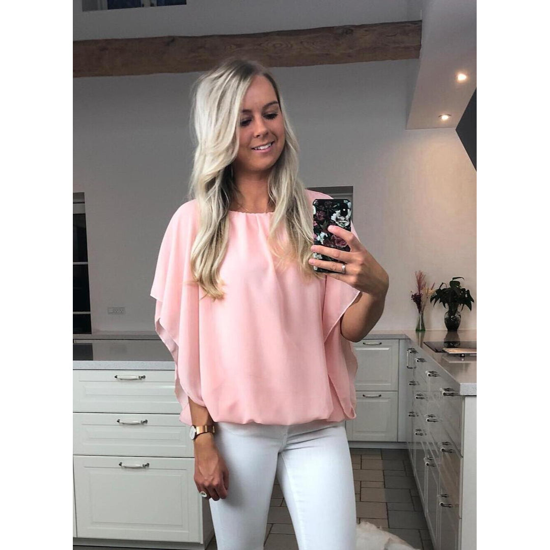BY ANGELE Pink SELMABA Bluse med chiffon
