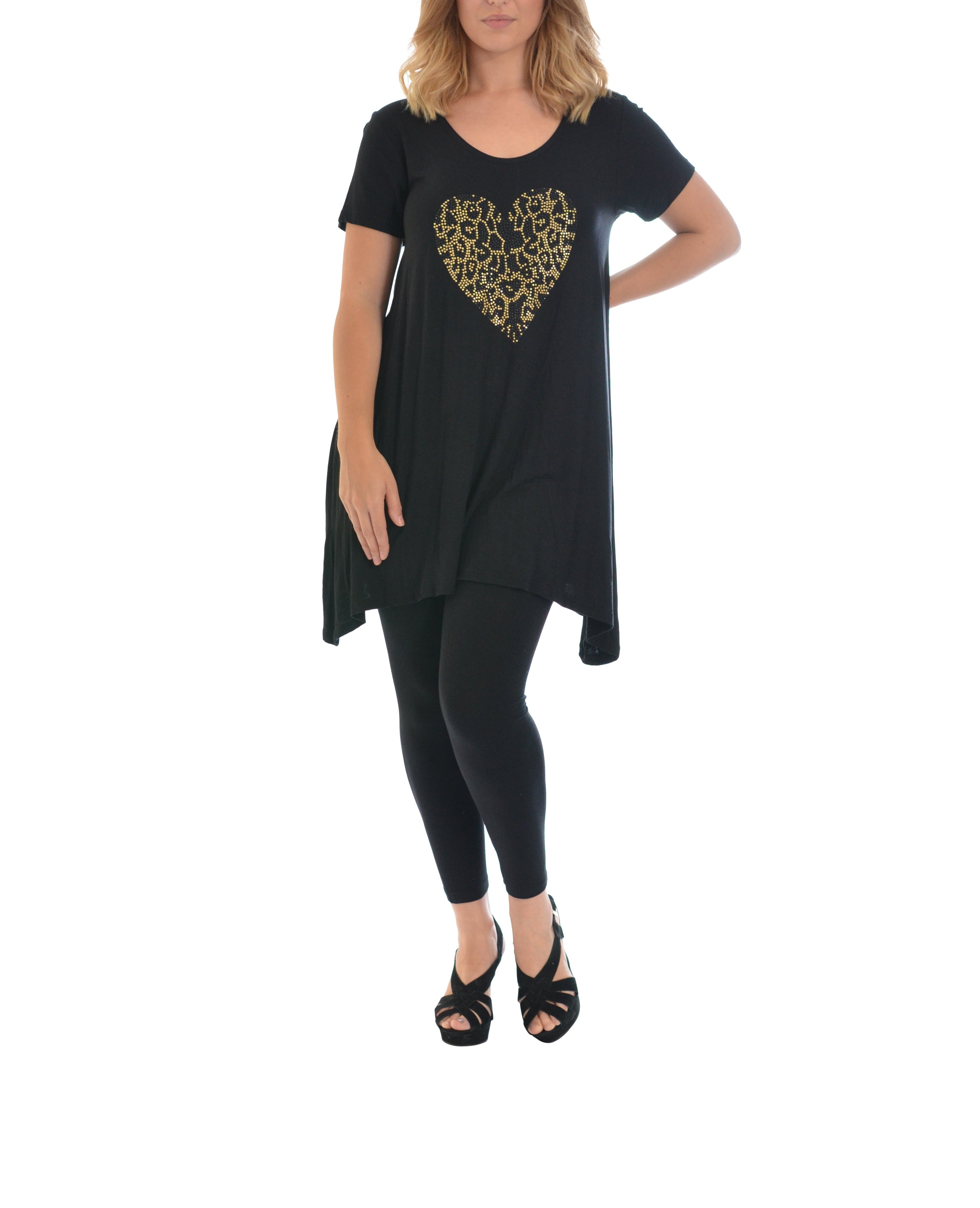 BY ANGELE Sort med hjerte GUNDABA Bluse