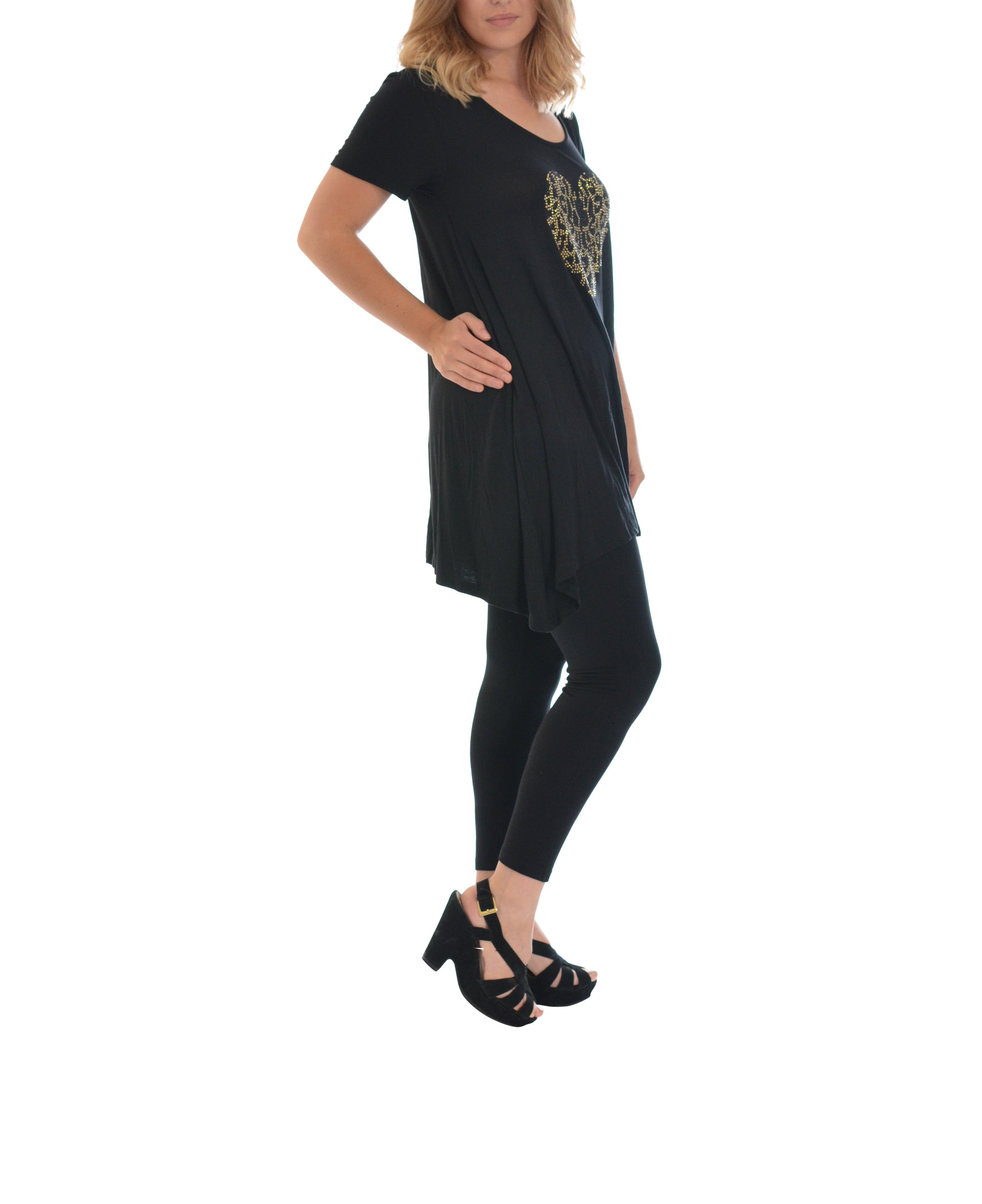 BY ANGELE Sort med hjerte GUNDABA Bluse