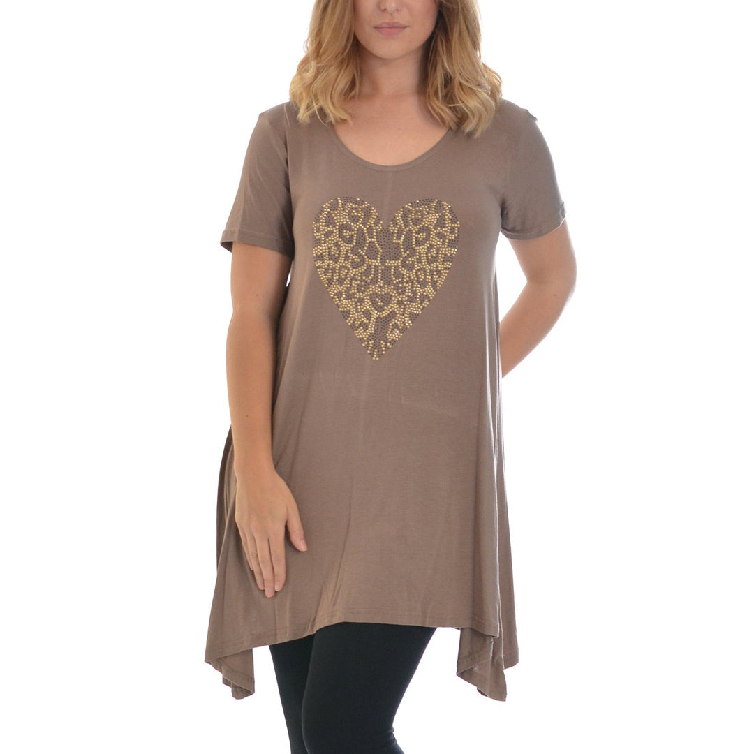 BY ANGELE Taupe med hjerte GUNDABA Bluse