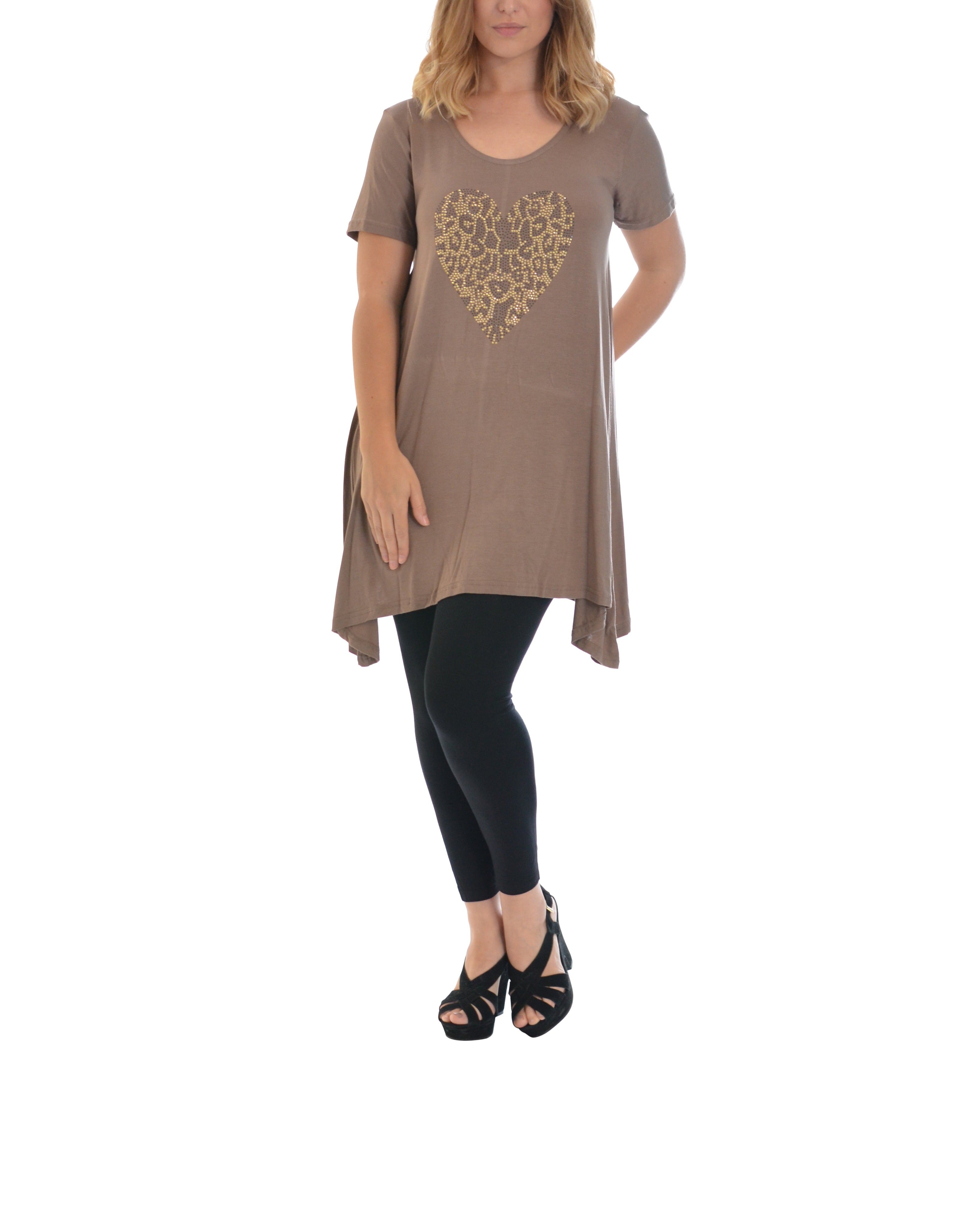 BY ANGELE Taupe med hjerte GUNDABA Bluse