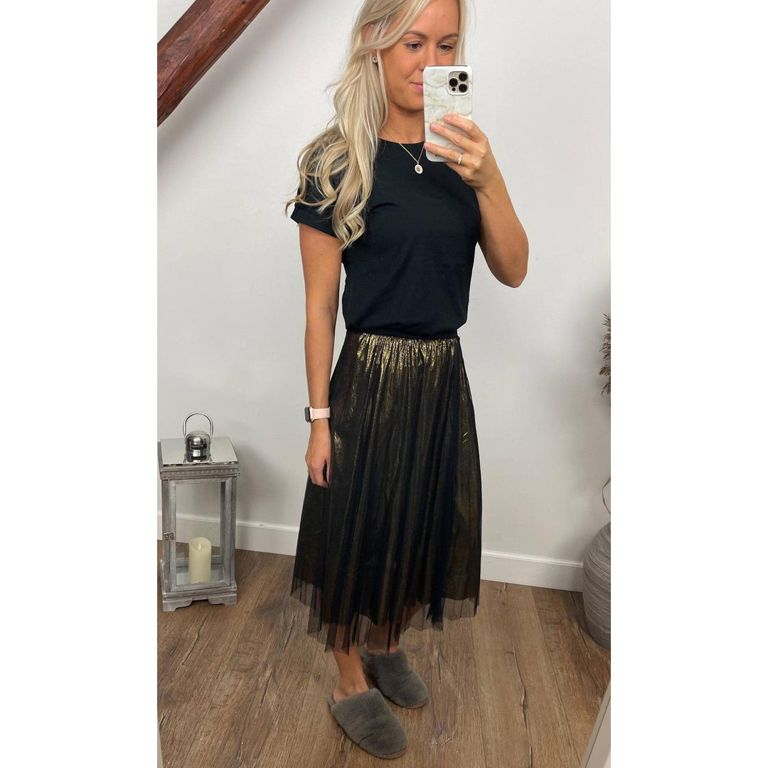 BY ANGELE Guld/Sort SPICYBA Nederdel med Tyl