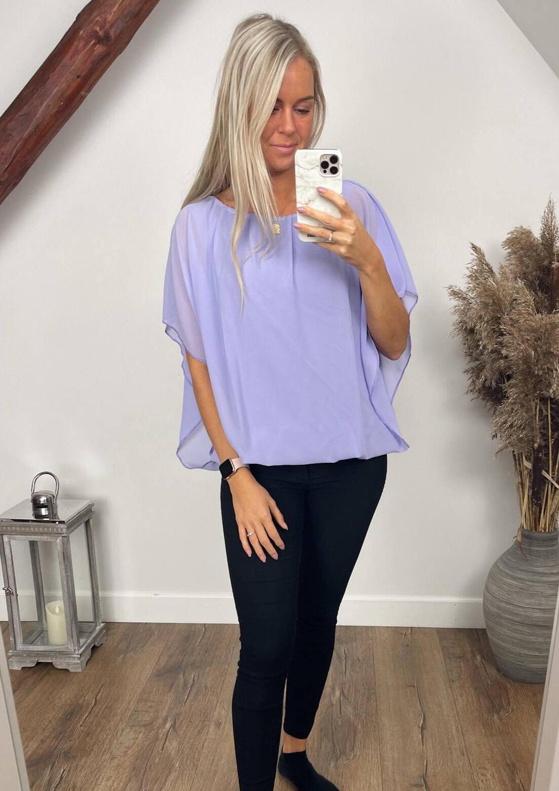 Lavendel Selma Blus med chiffong