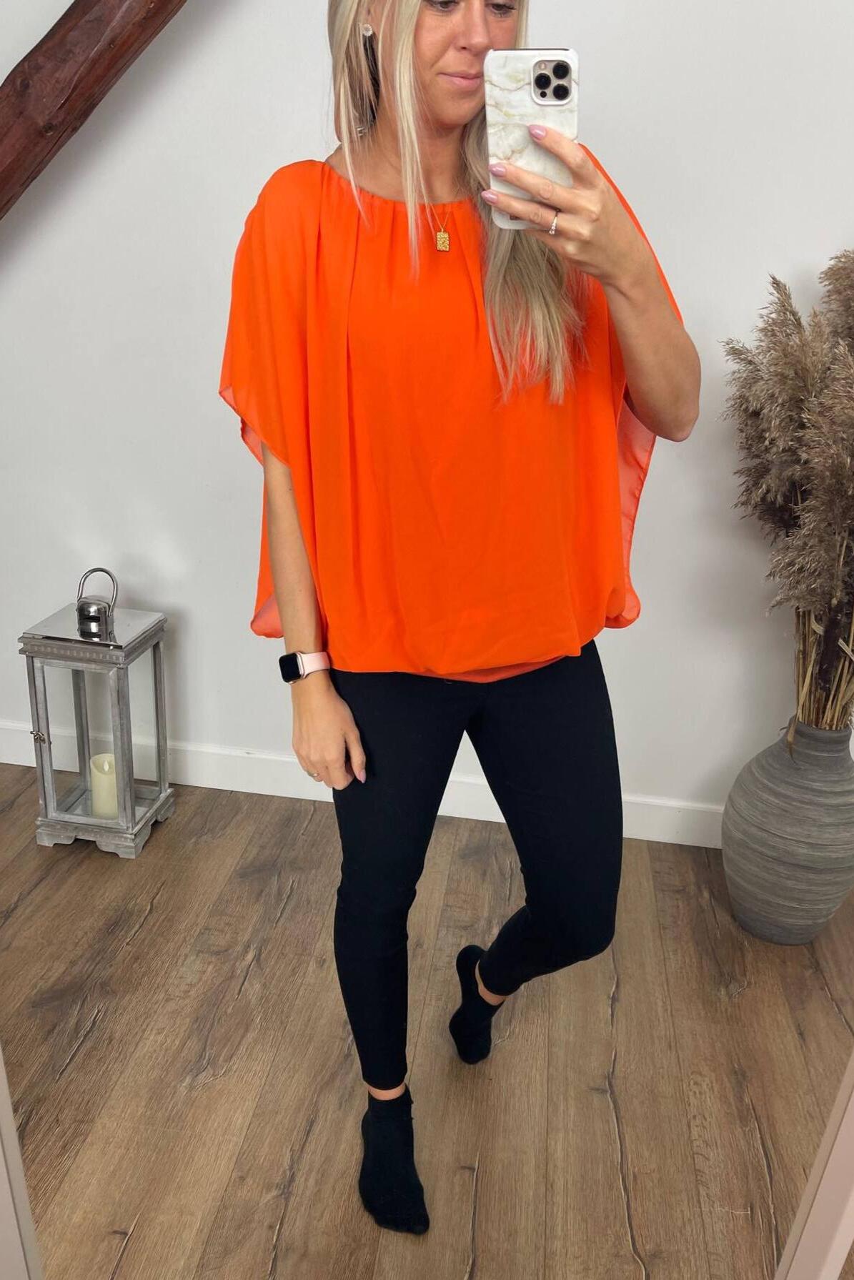 Orange Selma blus med chiffong