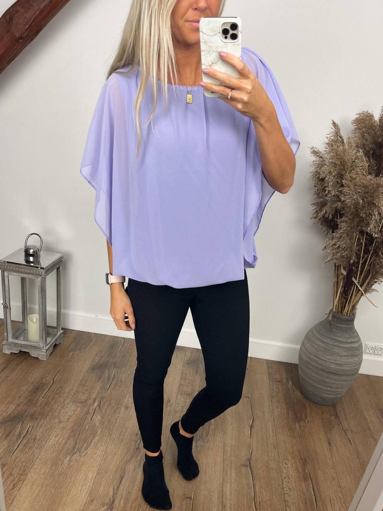 Lavendel Selma Blus med chiffong