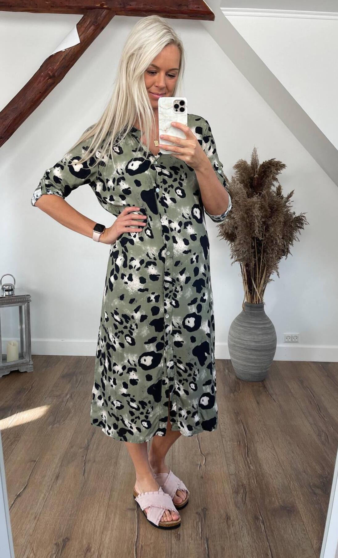 Khaki Print Fiola klänning