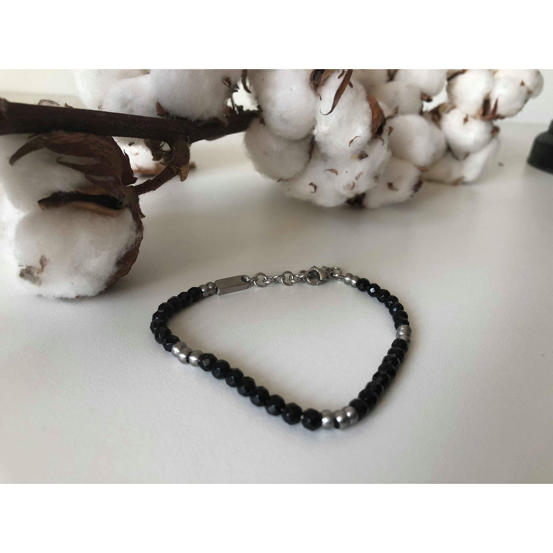 Armbånd med stål, mat med perle