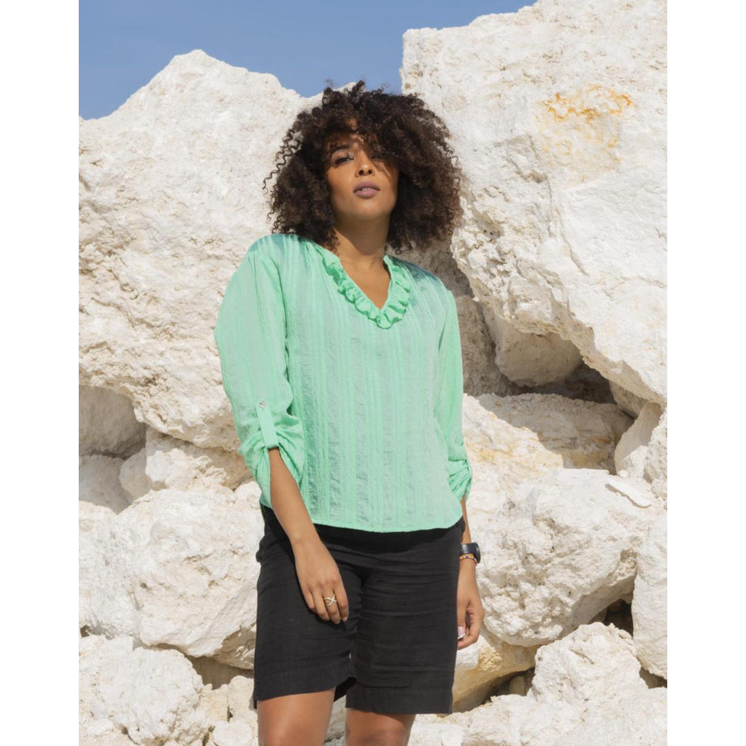 ONE TWO LUXZUZ Spearmint Oliva Bluse