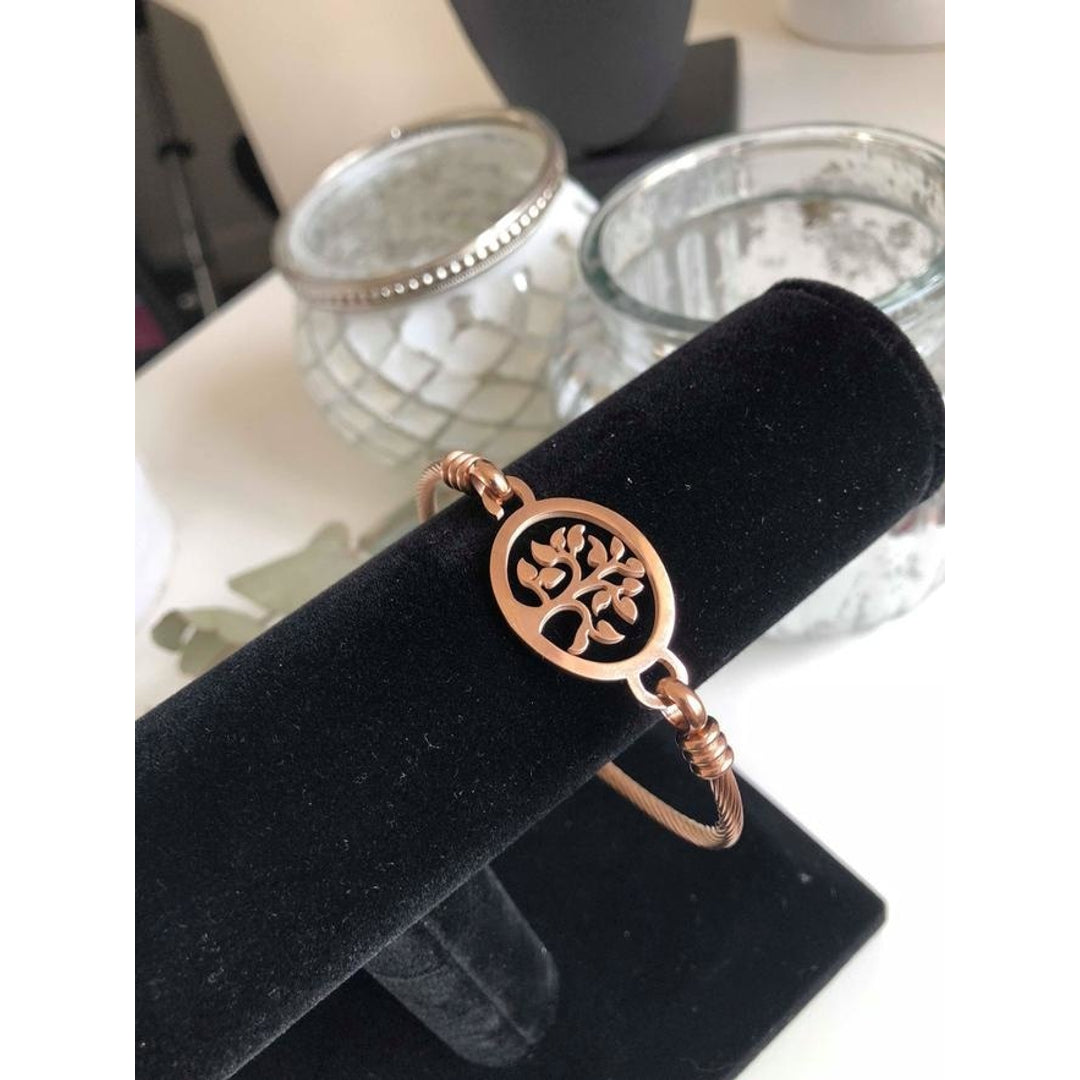 Armbånd rosegold med træ