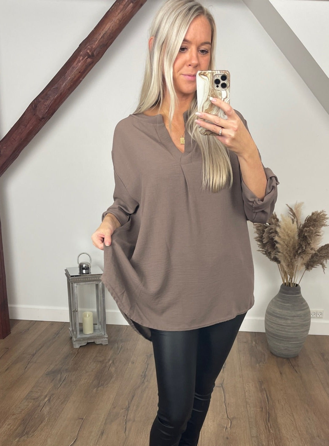 BY ANGELE Taupe TORABA Bluse