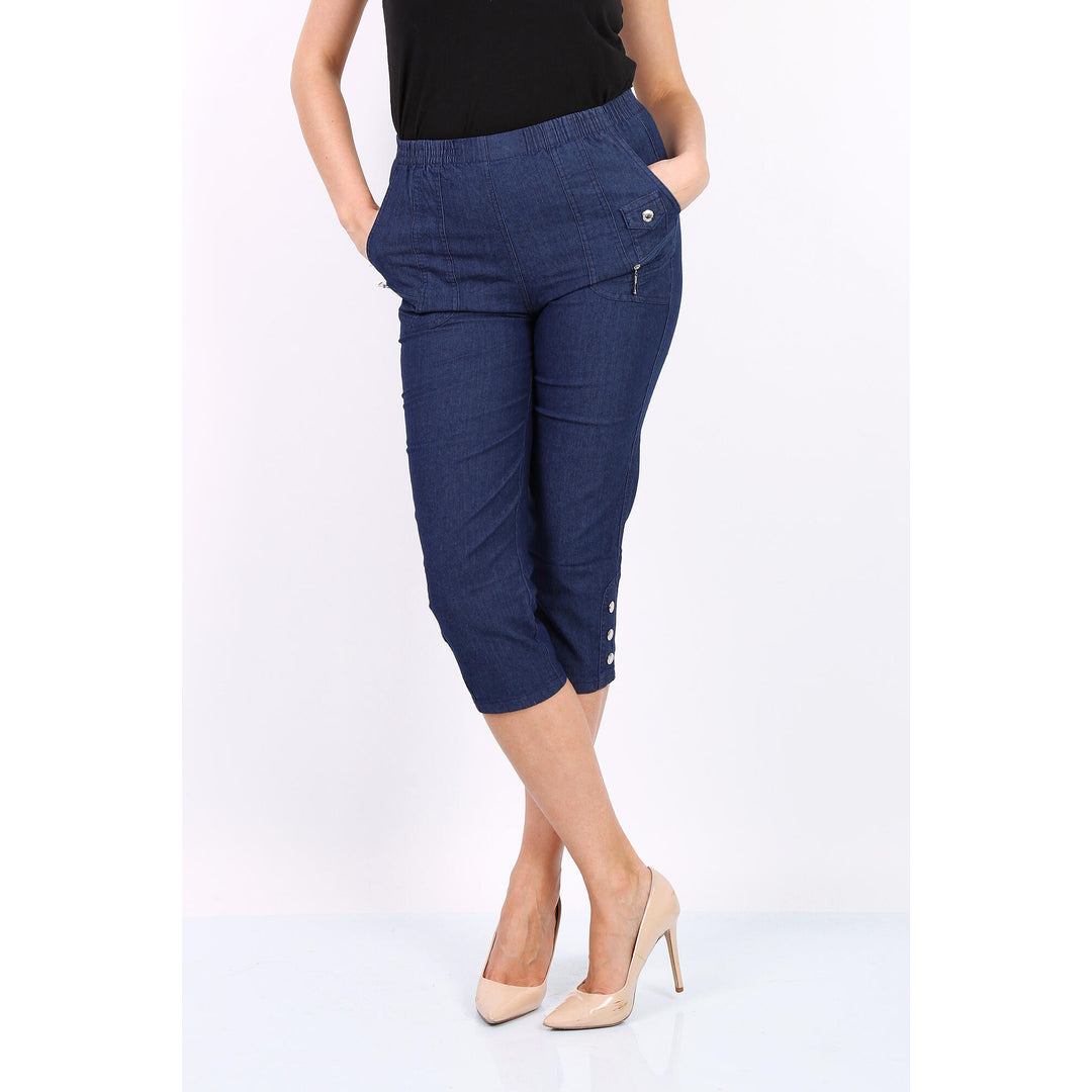 By Angele Mørkeblå Denim CARMENBA Capri Bukser