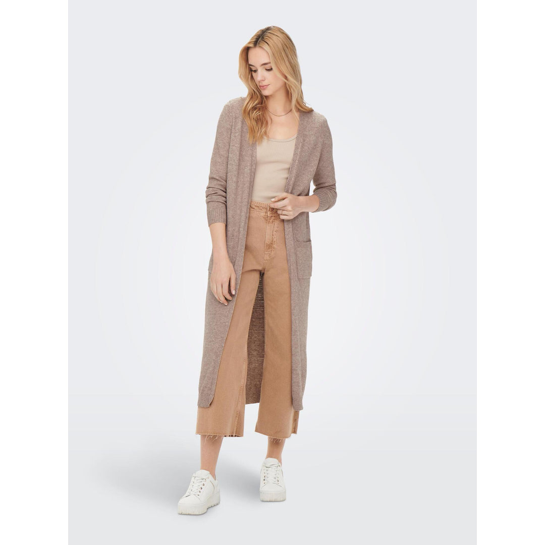 ONLY Beige Melange ONLLESLY Lang Cardigan