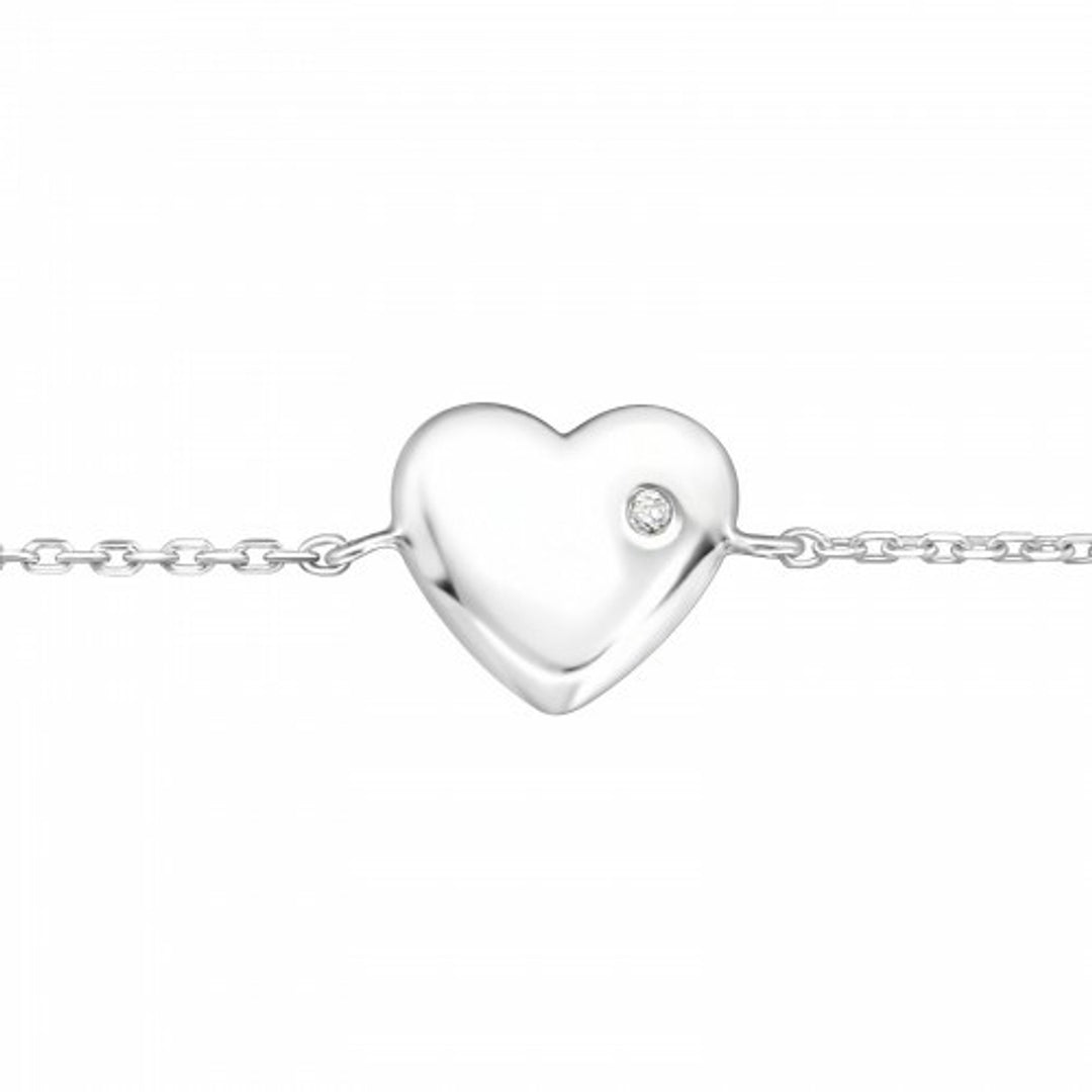 Armband sterling silver 925 hjärta med Zirconia sten