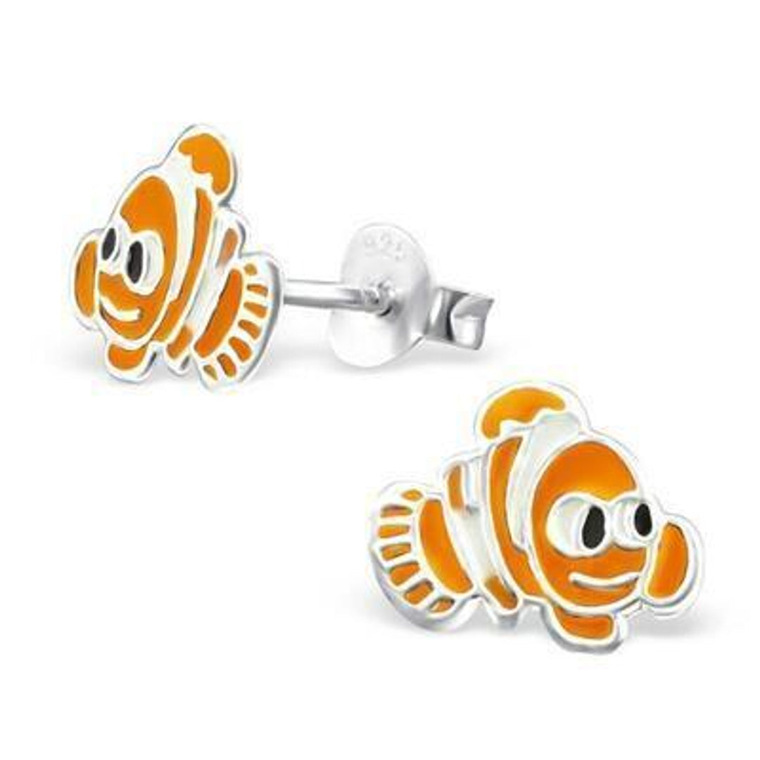 Ørestikker orange med fisk Sterling Silver 925