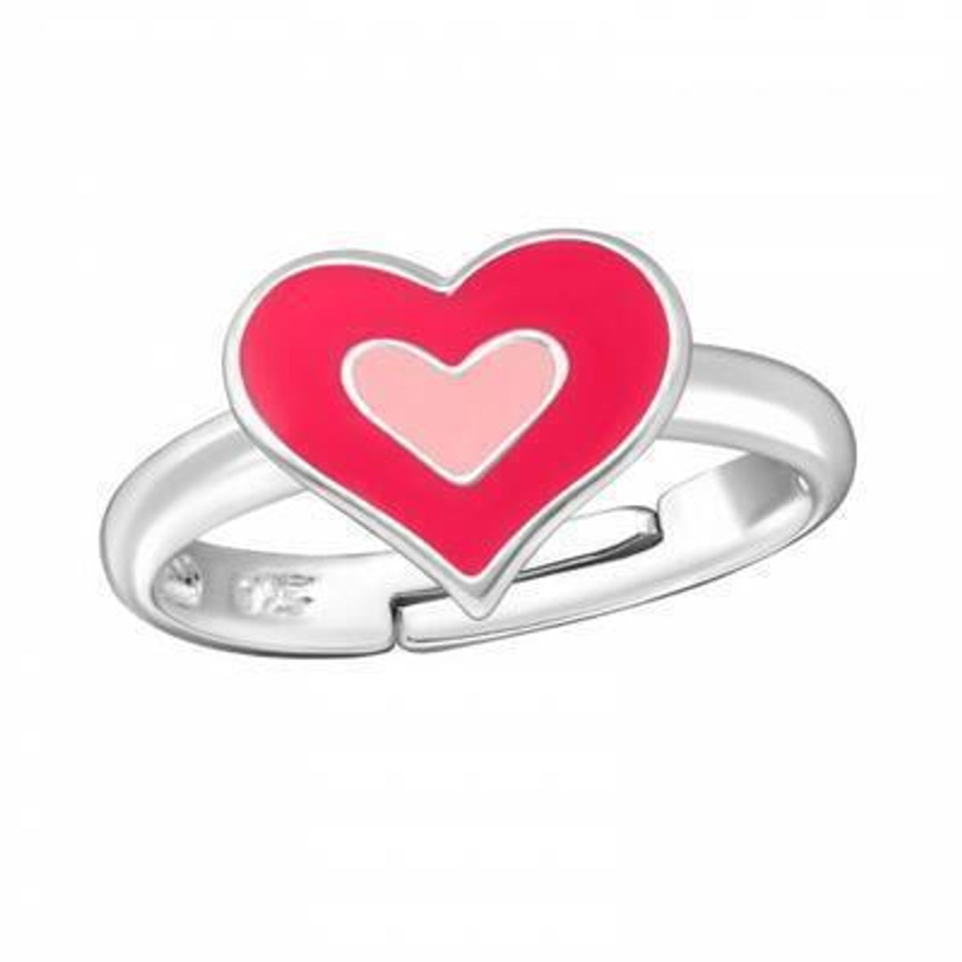 Ring - justerbar pink og lyserødt hjerte Sterling Silver 925