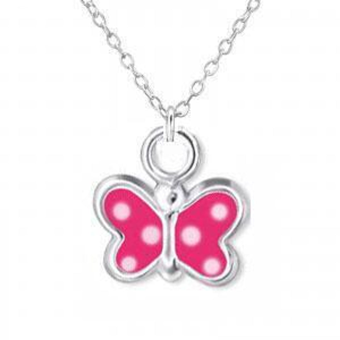 Halskæde pink sommerfugl Sterling Silver 925