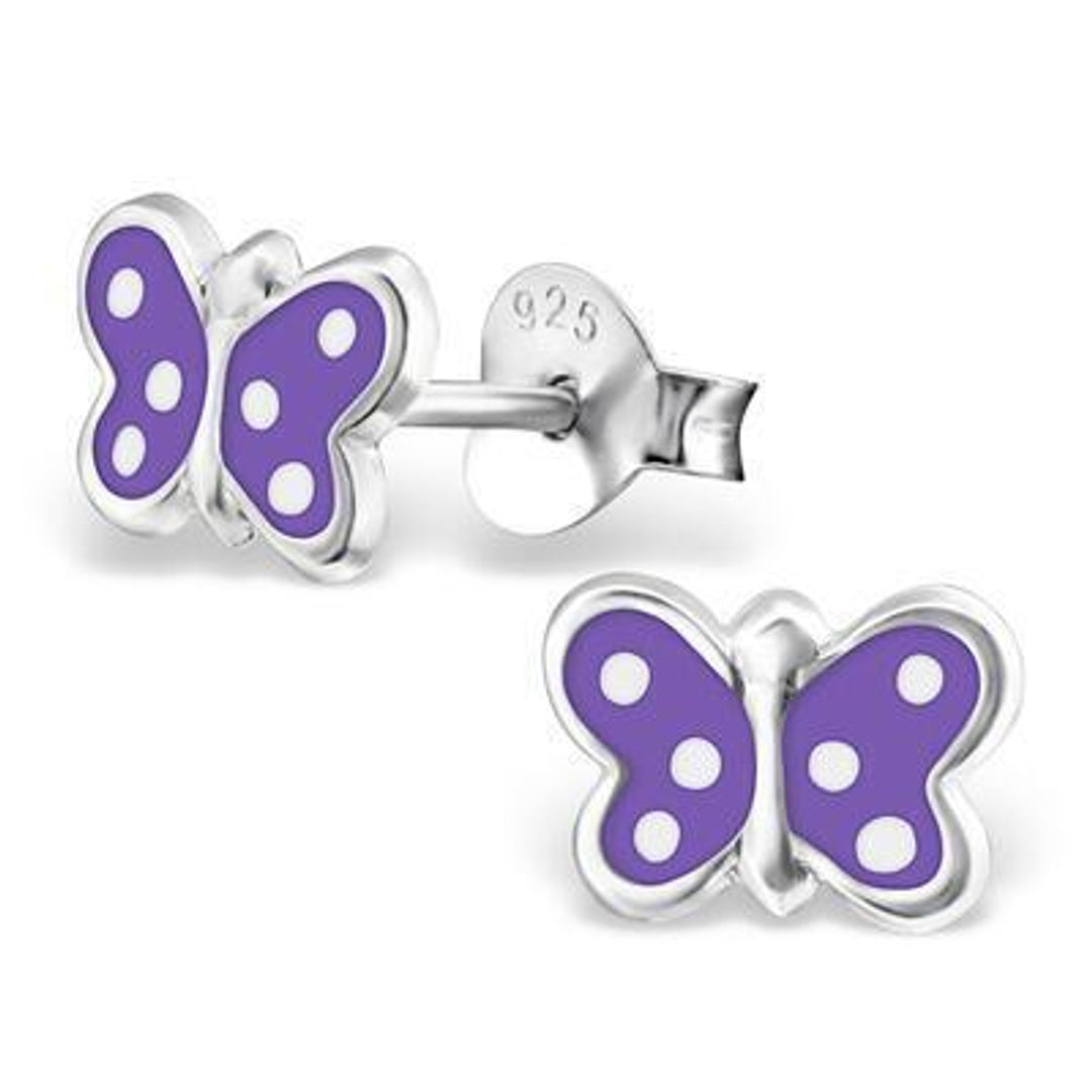 Sommerfugløredobber i lilla Sterling Silver 925