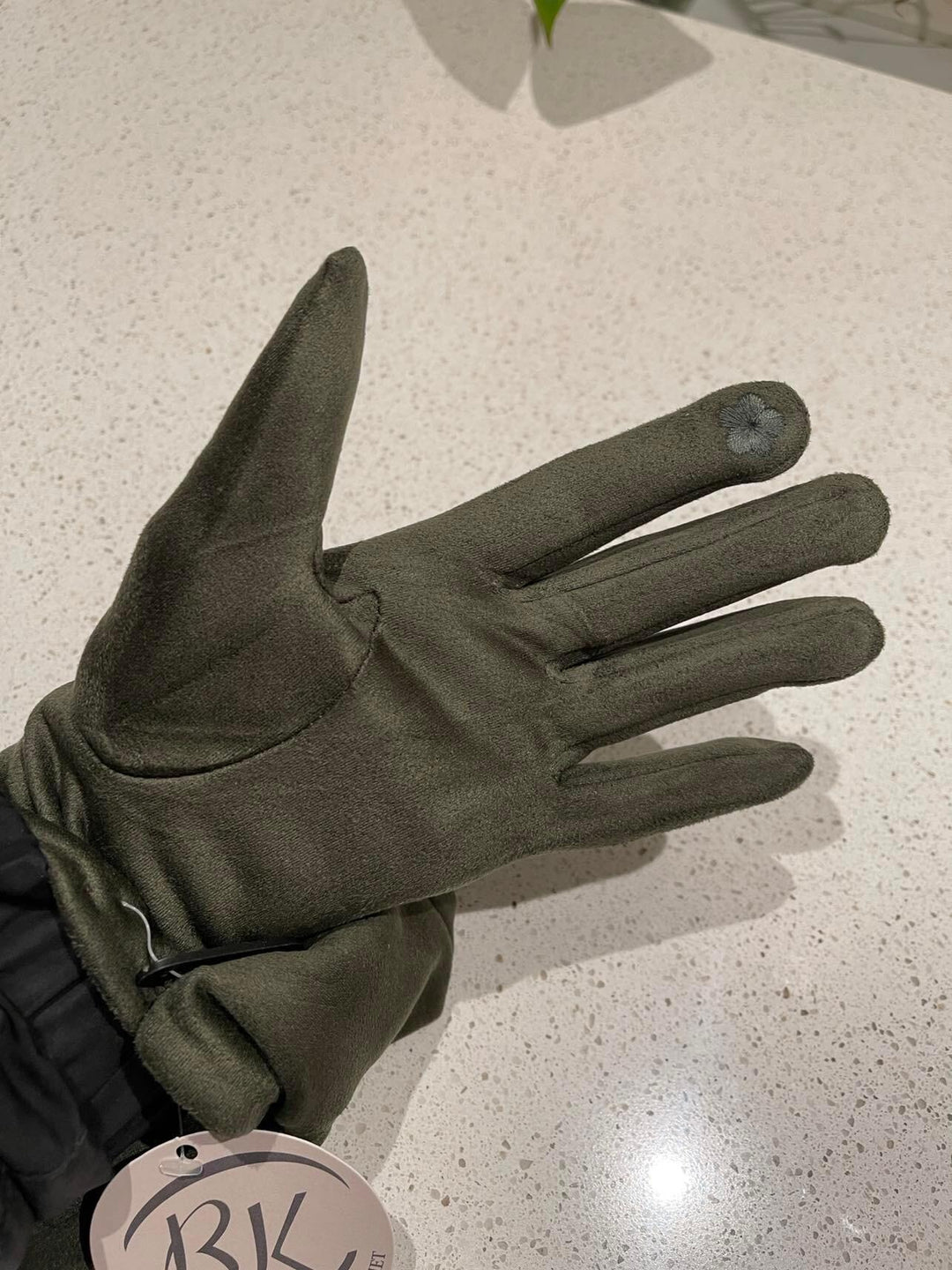 BÆLTEKOMPAGNIET Khaki Handske med Finger Touch