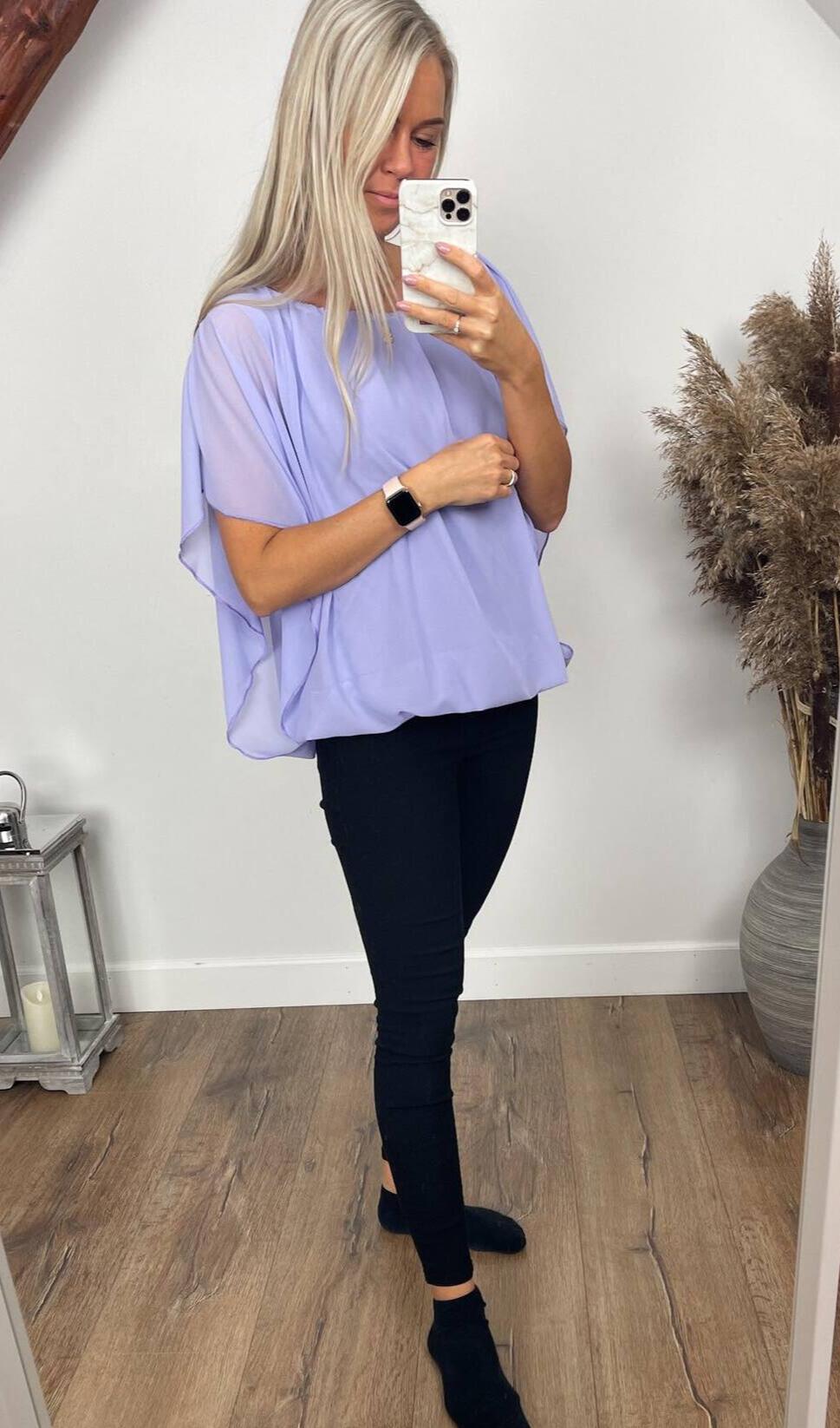BY ANGELE Lavendel SELMABA Bluse med chiffon