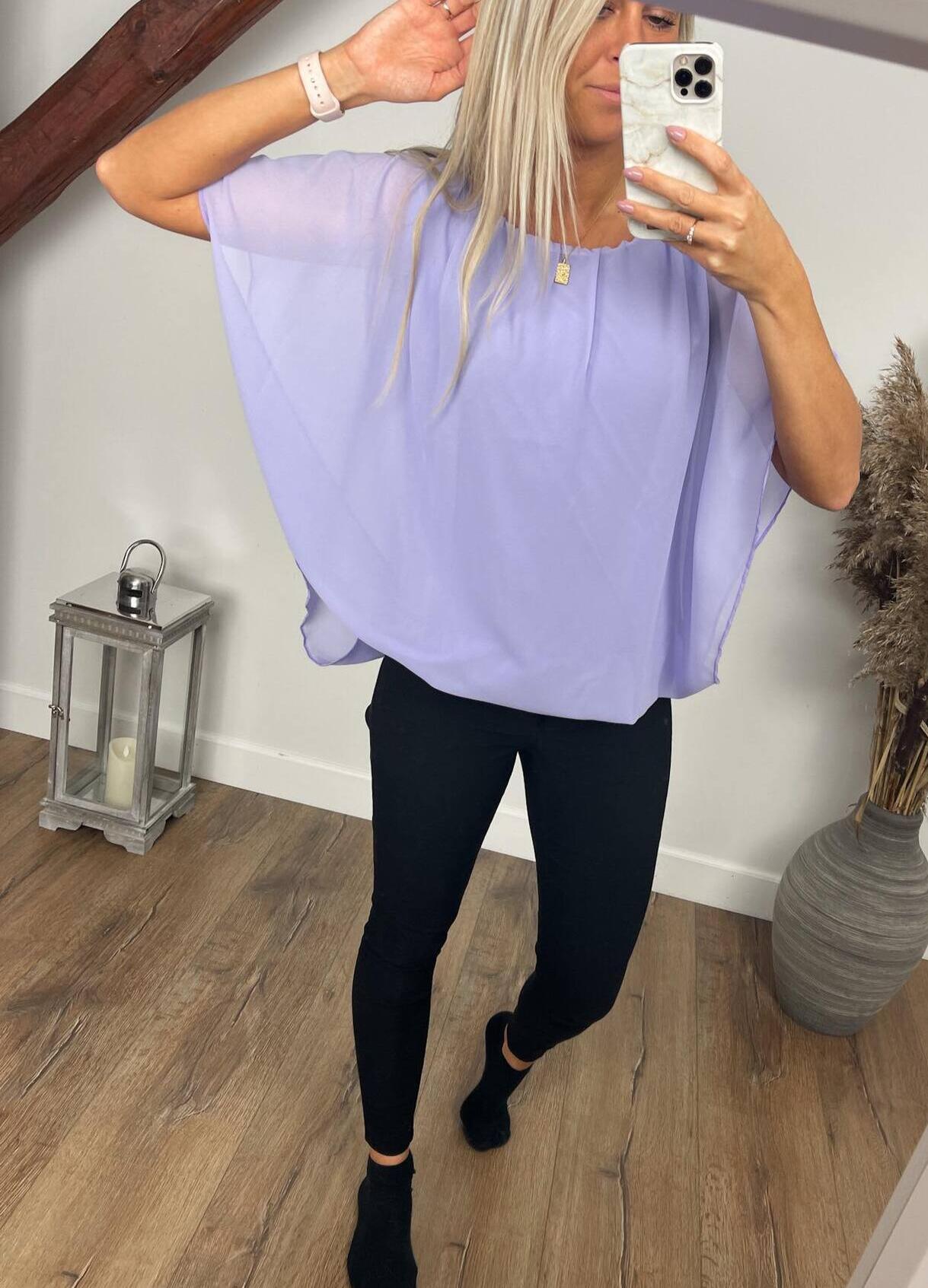 BY ANGELE Lavendel SELMABA Bluse med chiffon