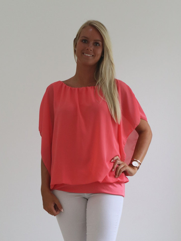 BY ANGELE Koral SELMABA Bluse med chiffon