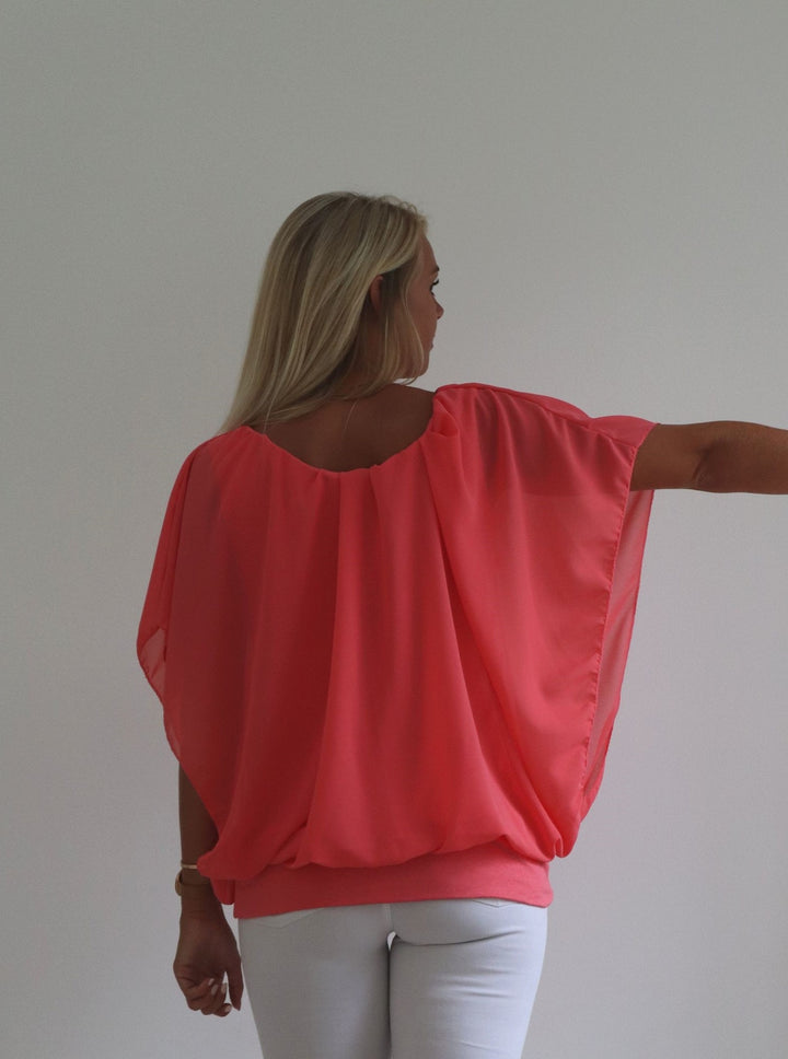 BY ANGELE Koral SELMABA Bluse med chiffon