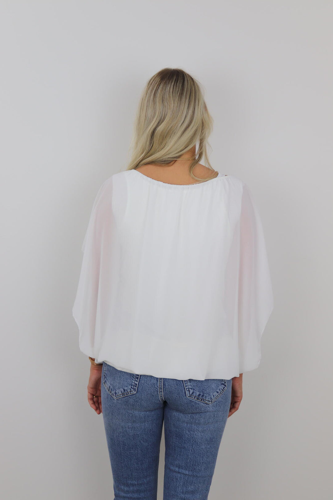BY ANGELE Hvid SELMABA Bluse med chiffon