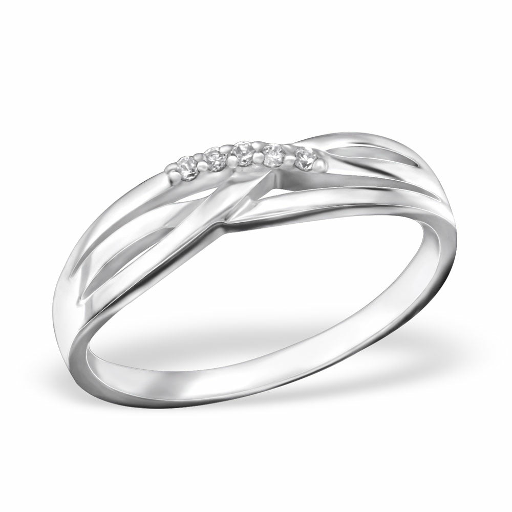 Ring sterling silver 925 band med Cubic Zirconia Stone