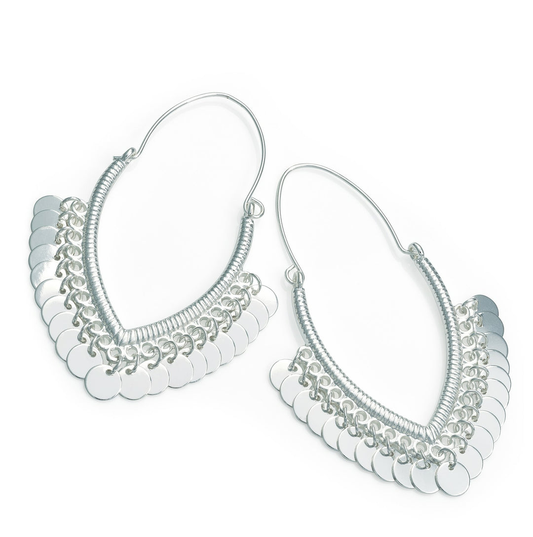 Øreringe sølvlook ovale med charms
